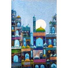 Javed Qamar, 24 x 36 inch, Acrylic On Canvas, Cityscape Painting, AC-JQ-284